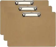uxcell 12.4 x 8.86 Inch Clipboard Landscape, 3 Pack A4 Metal Clip Hardboard Office Clipboards Low Profile Clip for Office Classroom, Brown