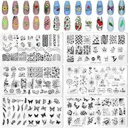 RUNRAYAY 6 Pieces Ocean & Fruit & Flower & Animal Series Nail Stamping Plates for Nails Picture, Various Patterns Nail Stencils for Nails Art Stamping Kit Nail Stamp Plates Set