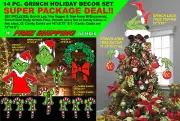 GRINCH HOLIDAY CHRISTMAS TREE TOPPER 14PC SET - Yard Art Decor