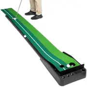 Portable 30x250cm Golf Practice Putting Mat W/ Auto Ball Return Function for Home Office