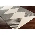 Minimalist Wool Rug – Cream with Black Diamonds, Hand-Tufted Scandinavian Look