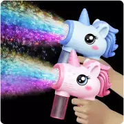 Unicorn Electric Bubble Gun Toy Kids Automatic Bubble Machine Gun with LED Light