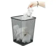 Mesh Wastebasket Trash Can, Square, 6 Gallon, Black, 2Pack