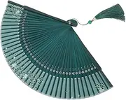 Vaguelly Vintage Bamboo Handheld Fan Retro Foldable Fan with Tassel Lightweight Portable for Dance Props Weddings and Home Decor with Cherry Blossom Design