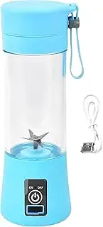 EZONEDEAL Electric USB Rechargeable Juicer Blender For Smoothies, 380ml Juicer Cup Mini Portable Blender, Smoothie Blender For Shakes Fruit Vegetable Cutter Drink Bottle Kitchen Accessories (Blue)