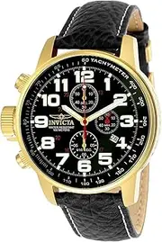 Invicta Men's I-Force Left Handed Quartz Watch with Leather Strap, Black (Model: 3330), Black, 3330