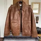 Men's Brown Real Leather Bomber Jacket | Vintage Zip-Up Aviator Style Coat Lined