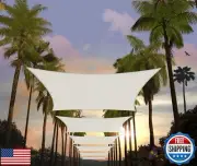 Amgo 14' x 14' White Square Sun Shade Sail Canopy Awning UPF50+ AGTAPS14, 95%