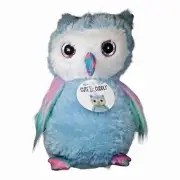 Owl Plush Stuffed Bird Blue Green Pink Fur 10" Glitter Animal Soft Toy NWT