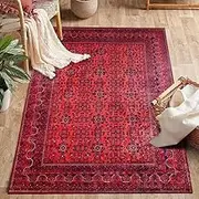 Washable Living Room Rug Soft Throw Indoor Rug for Office Bathroom Dining Room Playroom Short Pile Carpet Traditional Carpet Geometric Floral Red3, 130 x 190 cm