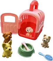 Pet Care Set Toy - Puppy Carrier Toy | Educational Pretend Role Play Dog Grooming Toys | Pet Care Cage Play Set | 8pcs Dog Care Playset | Feeding Grooming Vet Set for Kids for Interactive Learning