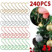 120/240Pcs s-Shaped Christmas Ornament Hooks For Christmas Tree Decoration