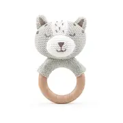 The Peanutshell Fox Wood Ring Teether 13x10cm Baby Teething Animal Toy GRY 0+