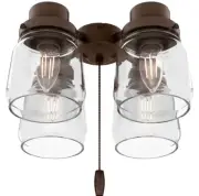 Hunter Original Series Chestnut Brown Glass 4 Light Mason Jar Fixture