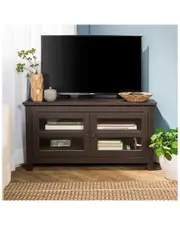 Hewson 44in Transitional Modern Farmhouse Wood Corner TV Stand