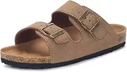 [ZUSERIS] Kids Toddler Sandals Boys Girls Cork Footbed Slides Summer Double Buckle Slippers Comfort Non-Slip Flat for Indoor Outdoor with Adjustable Straps