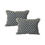 Cloud Linen Cotton Embroidered Cushion 33 x 55 Cms Feather Filled Somerset Grey -Twin Pack