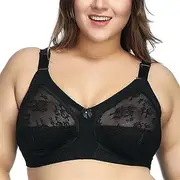 [ANTIY] Womens Wireless Lace Bras Ultra Thin Comfort Bra Lingerie Full Coverage Unlined Sexy Bralette Plus Size C D Cup (Color : Black, Size : 85/38C)