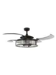 Fanaway Classic Fan in Antique Black with 4 Retractable Smoke Blades and Light