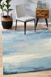 Rug Culture Blue Digital Print Super Soft Abstract Rug (280 x 190cm)