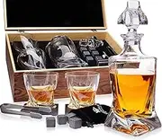 BB BILLIONTH BARREL - Whisky Decanter Set, Crystal Decanter with 2 Glasses, Wooden Box, 6 Whisky Stones
