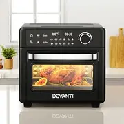 [Devanti] Air Fryer Oven, 15L 1200W Stainless Steel Airfryer Electric Cooker Deep Fryers Baking Tray Kitchen Household Small Kitchens Appliances, with 12 Cooking Presets and LCD Touch Control Panel