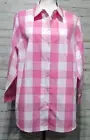 Women's Allison Daley Pink/White Plaid 3/4 Sleeve Top Blouse Sz 18W NWT