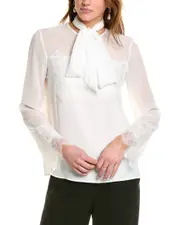 THEO The Label Idalia Lace-Trim Bow Blouse