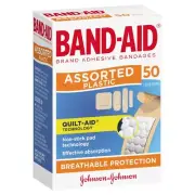 Band-Aid Assorted Plastic Sterile Shapes 50 Pack Brand Adhesive Bandages