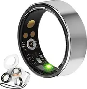 Smart Ring for Women Men, Fitness Tracker Ring with Sleep and Heart Rat Monitor, Health Ring with Steps, Distance & Calorie Count, IP68 Waterproof (Silver, 7#)