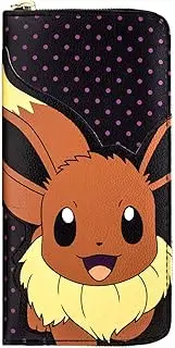 Pokemon Eevee Purple Polka Dot Black Coin & Card Clutch Purse