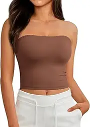 [AUTOMET] Tube Tops Strapless Crop Tops Basic Backless Sleeveless Bandeau Going Out Cute 2025 Summer Clothes