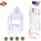 Compact Kids Vanity Set with Matching Stool & Rotating Mirror - Safe & Stylish