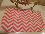 Crabtree And Evelyn Pink and White Canvas Tote Bag