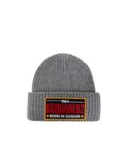 Dsquared2 Logo Patch Knitted Beanie One size grey