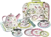 Kaper Kidz Bird TIN Tea Set in Suitcase: Pretend Play Set for Kids