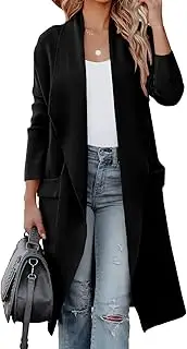 [kinstell] Women's Casual Long Sleeve Open Front Knit Draped Long Cardigan Jackets Sweater Coat with Pockets