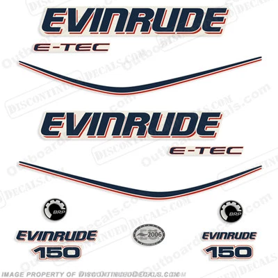 Fits Evinrude 150hp E-Tec Outboard Decals - Engine Stickrs 2004-2008