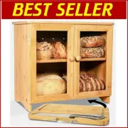 Rustic Bamboo Bread Box with Adjustable Shelf & Knife Holder - Kitchen Essential