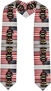 [SKKNT] Red Stripe Firefighter Usa Flag Print Graduation Shawl Stole For Academic Commencements Honor Sash Congratulations Gift