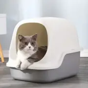 Grey Cat Litter Box Send Shovel Toilet Fully Enclosed Frosted Baffle Pet Bedpan