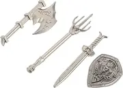 SOPOTUTU 4pcs Miniature Costume Set Creative Axe and Fordent Accessories for Boys for Castle Building Blocks and Imaginative Play