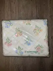 West Point Pepperell Full Flat Sheet No Iron Muslin Floral Diamond Vintage USA