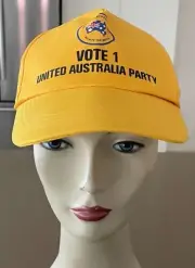 Cap 2022 UNITED AUSTRALIA PARTY Vote 1 Clive Palmer Politics UAP Yellow Hat NEW