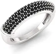 [Diamondere] Natural and Certified Round Diamond and Gemstone Wedding Ring in 10K White Gold | 0.86 Carat Half Eternity Stackable Band for Women, US Size 4 to 9