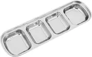 HAWILLOSCH Korean Stainless Steel Condiment Tray Multi-Compartment Design Elegant Dish for Sauces Seasonings and Spices for BBQ and Restaurant Use