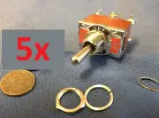 5 DPDT Momentary-Off-Momentary ON/OFF/ON Toggle Switches 15A 1/2"
