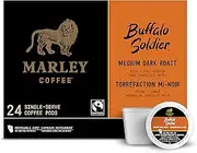 Marley Coffee Single Serve K-Cup Compatible Capsules, Buffalo Soldier, Medium-Dark Roast, 24 Count - Packaging May Vary