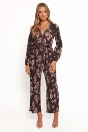 [PUP3] Solange Plisse Jumpsuit - Steel Grey Floral XS Grey