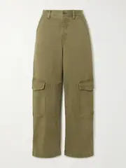[FRAME] FRAME - The Station Cropped Twill Straight-leg Cargo Pants - Army green - 24 24 Green